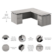 Stratus 72W Standing L Desk with Drawers in Platinum Gray - Engineered Wood