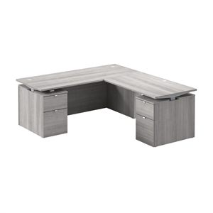 Stratus 72W Standing L Desk with Drawers in Platinum Gray - Engineered Wood