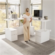 Stratus 72W Standing L Desk with Drawers in White - Engineered Wood