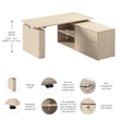 Stratus 60W x 30D Standing Desk with Storage in Natural Elm - Engineered Wood