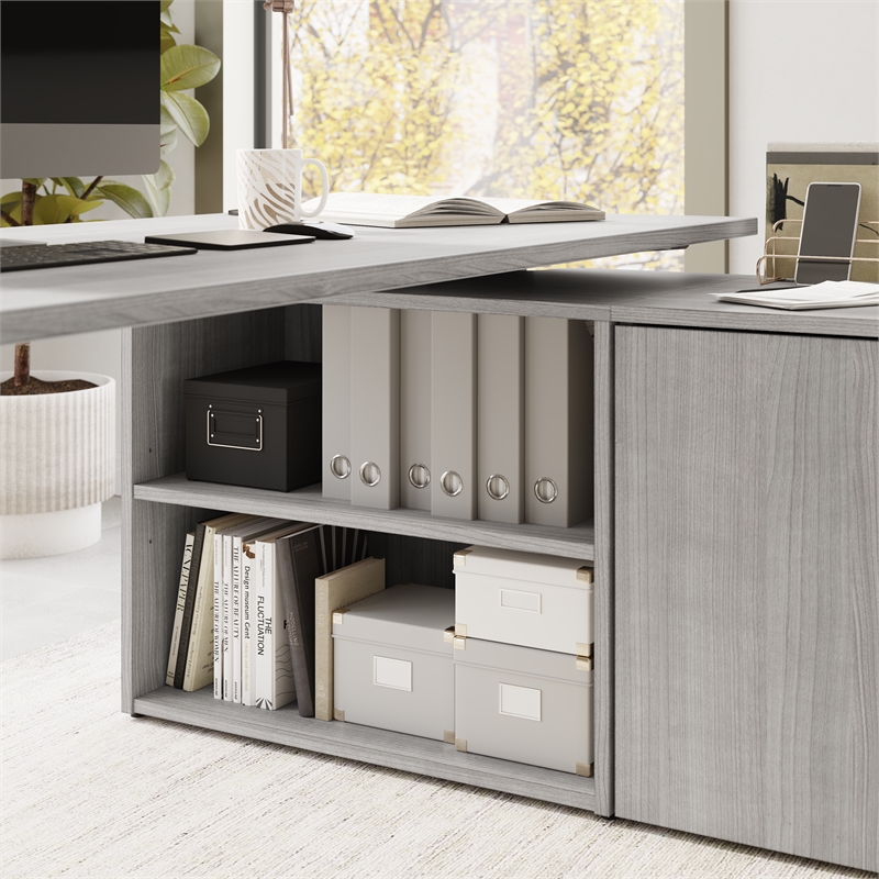 Stratus 60W x 30D Standing Desk with Storage in Platinum Gray - Engineered Wood