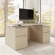 Stratus 60W Standing Desk with Drawers & Panel in Natural Elm - Engineered Wood