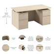 Stratus 60W Standing Desk with Drawers & Panel in Natural Elm - Engineered Wood