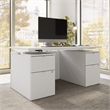 Stratus 60W Standing Desk with Drawers & Panel in White - Engineered Wood