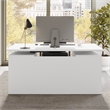 Stratus 60W Standing Desk with Drawers & Panel in White - Engineered Wood