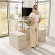 Stratus 72W Standing Desk with Drawers & Panel in Natural Elm - Engineered Wood