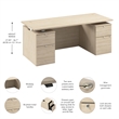 Stratus 72W Standing Desk with Drawers & Panel in Natural Elm - Engineered Wood