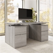 Stratus 60W Standing Desk with Drawers & Panel in Platinum Gray -Engineered Wood