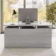 Stratus 60W Standing Desk with Drawers & Panel in Platinum Gray -Engineered Wood