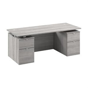 Stratus 72W Standing Desk with Drawers & Panel in Platinum Gray -Engineered Wood