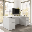 Stratus 72W Standing Desk with Drawers & Panel in White - Engineered Wood