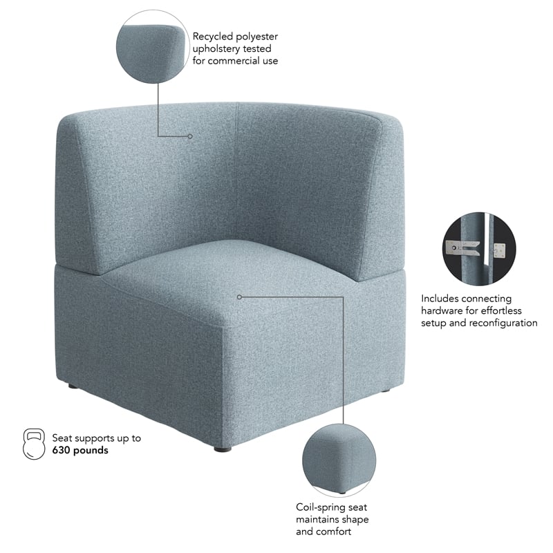 Assemble Modular Corner Lounge Chair in Mist Fabric