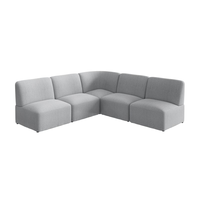 Assemble Modular 5 Seater L Shaped Sectional Lounge Sofa in Fog Fabric