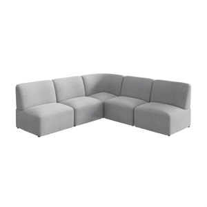 Assemble Modular 5 Seater L Shaped Sectional Lounge Sofa in Fog Fabric