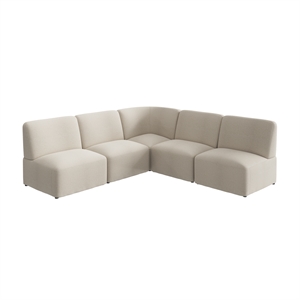 Assemble Modular 5 Seater L Shaped Sectional Lounge Sofa in Oat Fabric