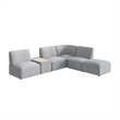 Assemble Modular 5 Seat L Shaped Sectional with Charging Station in Fog Fabric