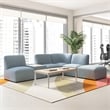 Assemble Modular 5 Seat L Shaped Sectional with Charging Station in Mist Fabric