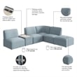 Assemble Modular 5 Seat L Shaped Sectional with Charging Station in Mist Fabric