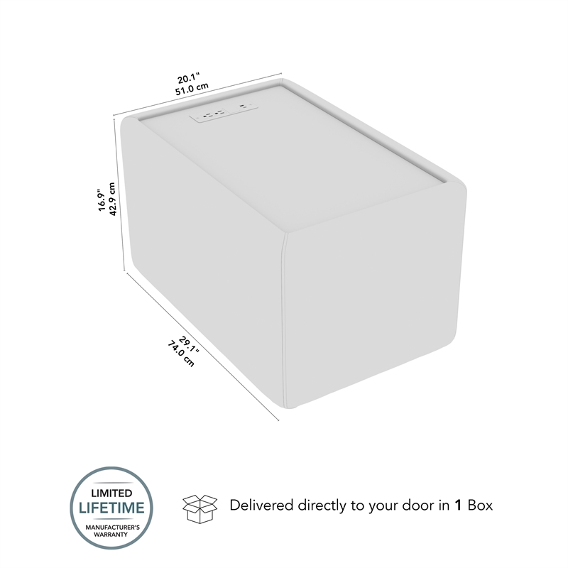 Assemble Modular Side Table with Charging Station in Mist Fabric