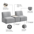 Assemble Modular 2 Seater Sectional with Charging Station in Fog Fabric