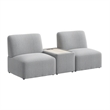 Assemble Modular 2 Seater Sectional with Charging Station in Fog Fabric