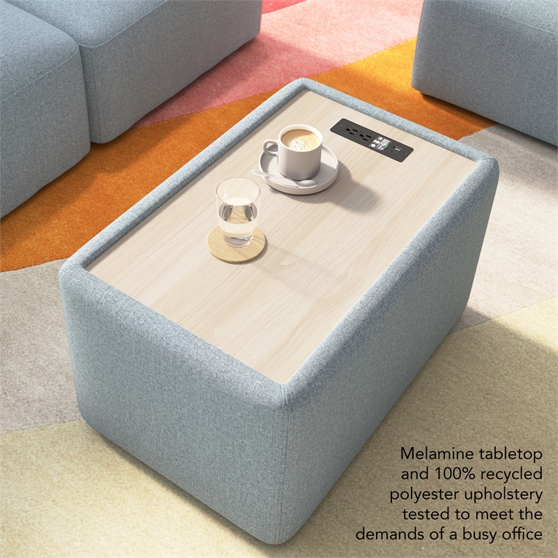 Assemble Modular 2 Seater Sectional with Charging Station in Mist Fabric