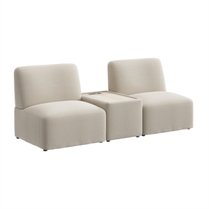 Assemble Modular 2 Seater Sectional with Charging Station in Oat Fabric