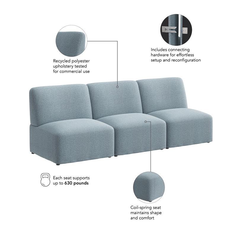 Assemble Modular 3 Seater Sectional Lounge Sofa in Mist Fabric