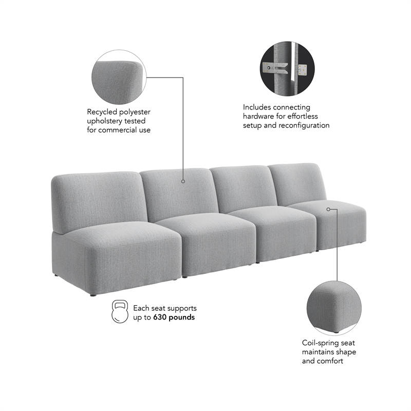 Assemble Modular 4 Seater Sectional Lounge Sofa in Fog Fabric
