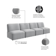 Assemble Modular 4 Seater Sectional Lounge Sofa in Fog Fabric