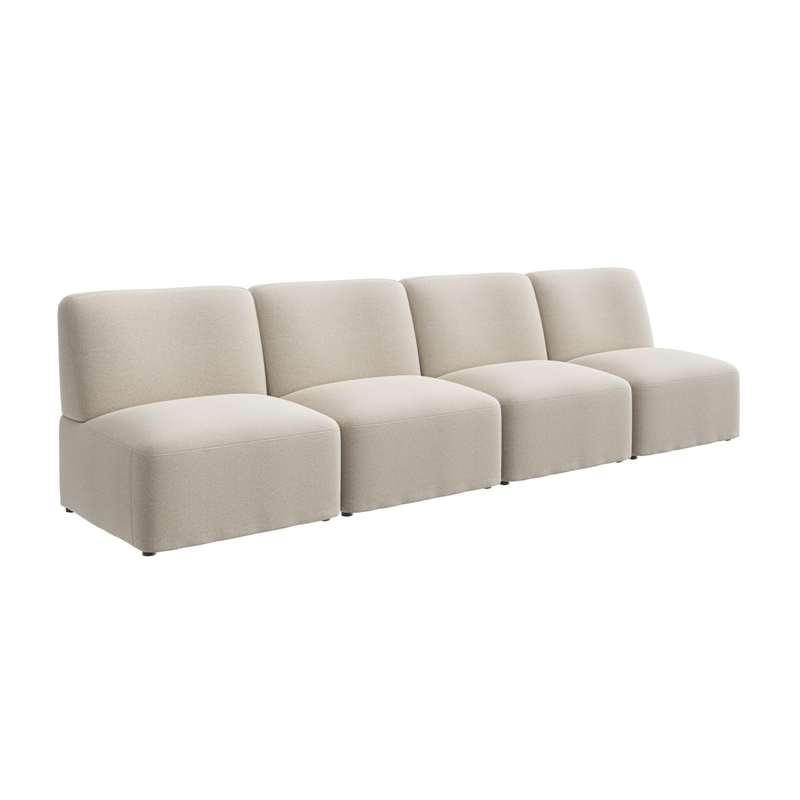 Assemble Modular 4 Seater Sectional Lounge Sofa in Oat Fabric