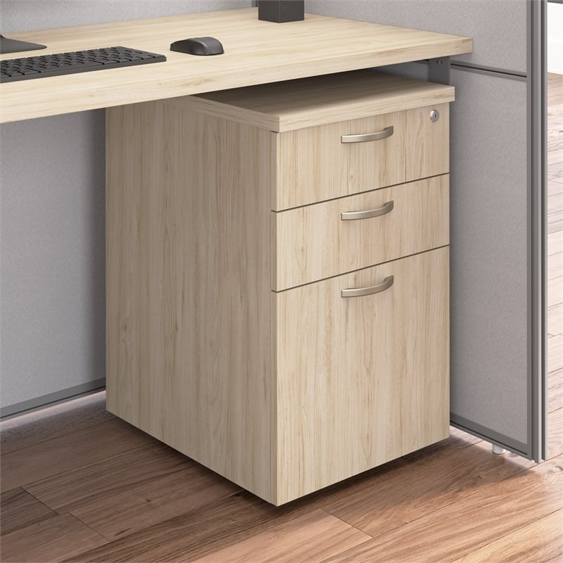 Easy Office 3 Drawer Rolling File Cabinet in Natural Elm - Engineered Wood