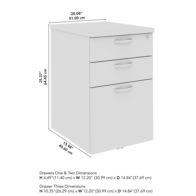Easy Office 3 Drawer Rolling File Cabinet in Natural Elm - Engineered Wood