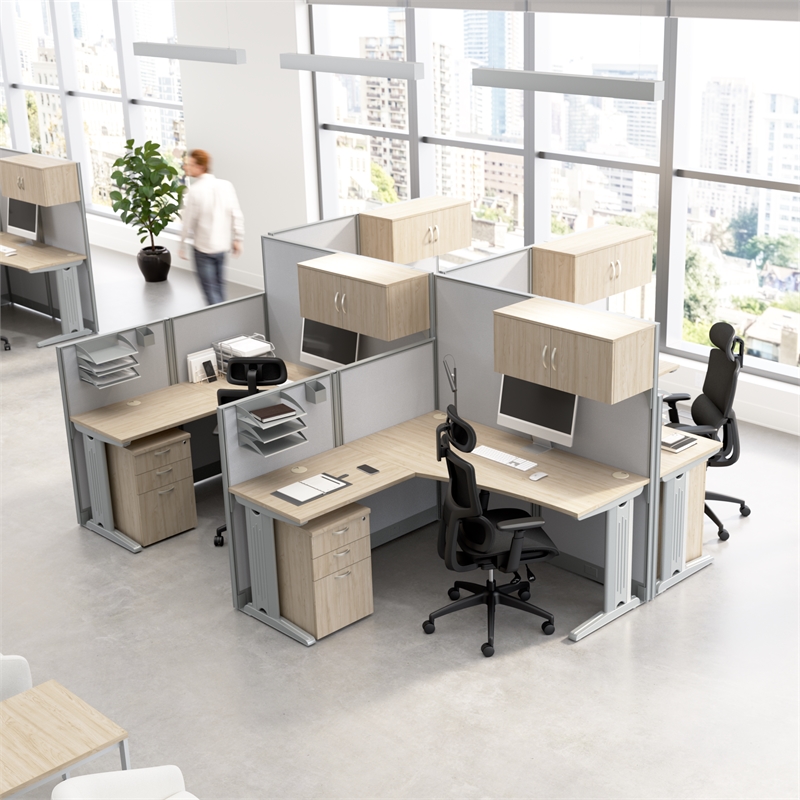 Office in an Hour 3 Drawer Rolling File Cabinet in Natural Elm - Engineered Wood