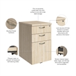 Office in an Hour 3 Drawer Rolling File Cabinet in Natural Elm - Engineered Wood