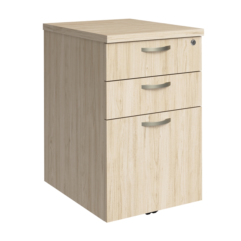 Office in an Hour 3 Drawer Rolling File Cabinet in Natural Elm - Engineered Wood
