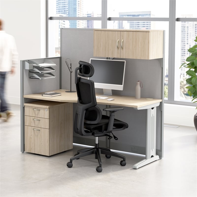 Office in an Hour Cubicle Storage Set in Natural Elm - Engineered Wood