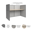 Easy Office Cubicle Desk with Low Panels in Natural Elm - Engineered Wood
