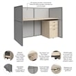 Easy Office Cubicle Desk with Drawers in Natural Elm - Engineered Wood