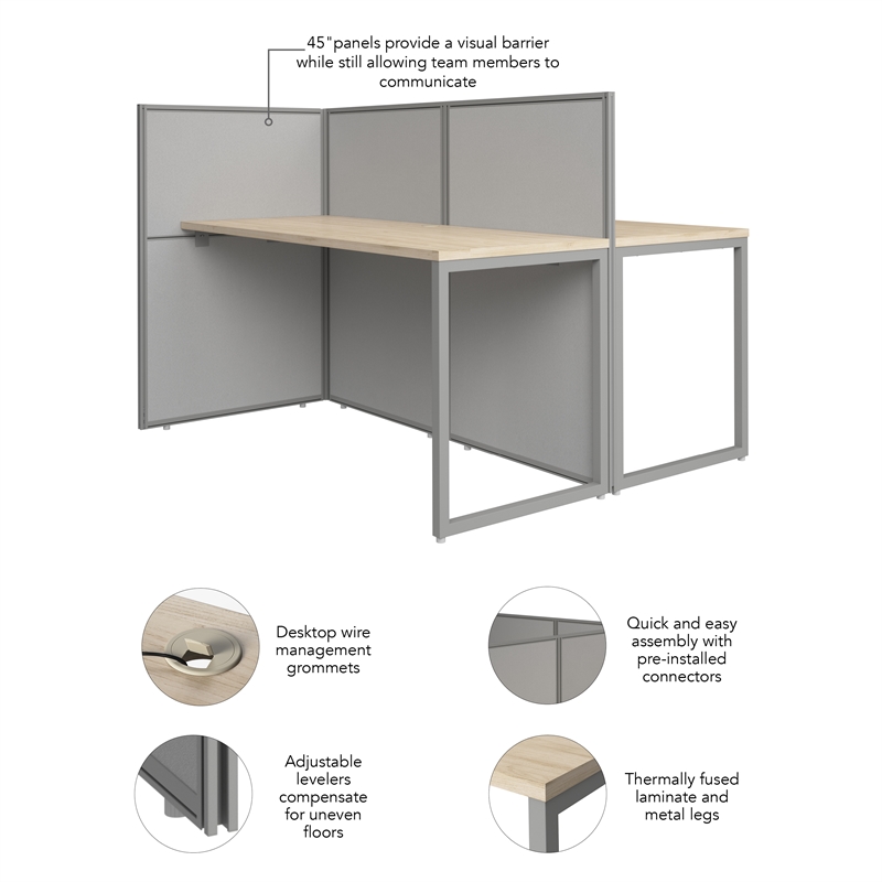 Easy Office 2 Person Cubicle Desk in Natural Elm - Engineered Wood