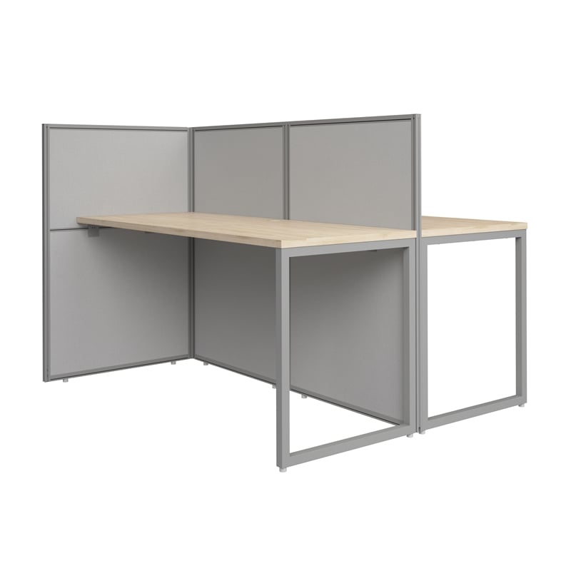 Easy Office 2 Person Cubicle Desk in Natural Elm - Engineered Wood