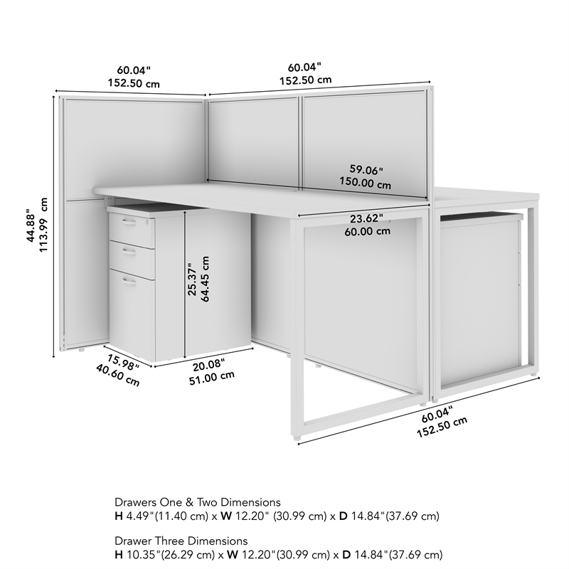 Easy Office 2 Person Cubicle Desk with Drawers in Natural Elm - Engineered Wood