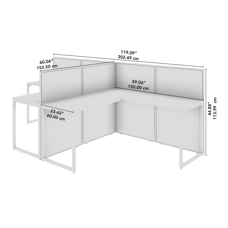 Easy Office 2 Person L Shaped Cubicle Desk in Natural Elm - Engineered Wood
