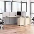 Easy Office 2 Person L Cubicle Desk w/ Drawers in Natural Elm - Engineered Wood
