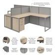 Easy Office 2 Person L Cubicle Desk w/ Drawers in Natural Elm - Engineered Wood