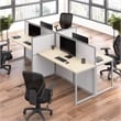 Easy Office 4 Person Cubicle Desk in Natural Elm - Engineered Wood
