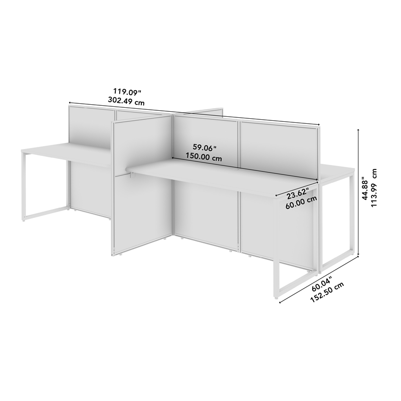 Easy Office 4 Person Cubicle Desk in Natural Elm - Engineered Wood