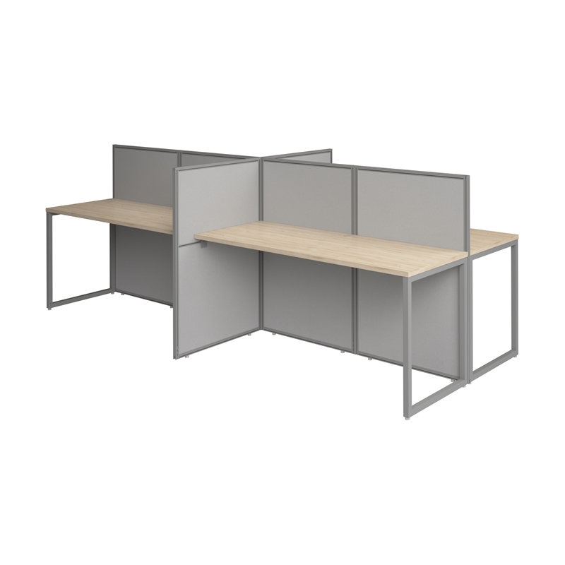 Easy Office 4 Person Cubicle Desk in Natural Elm - Engineered Wood