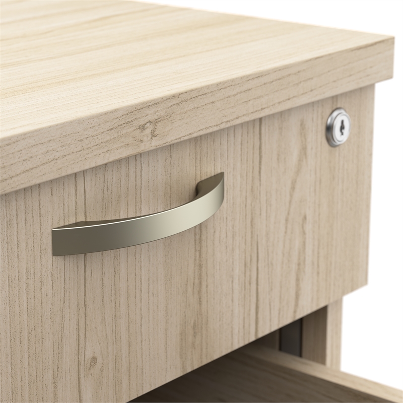 Easy Office 4 Person Cubicle Desk with Drawers in Natural Elm - Engineered Wood
