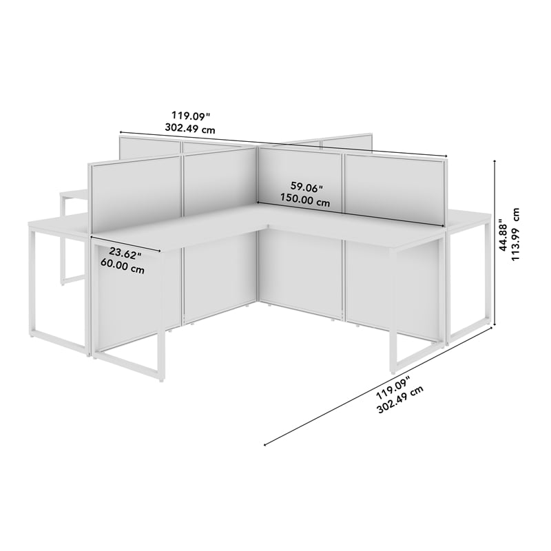 Easy Office 4 Person L Shaped Cubicle Desk in Natural Elm - Engineered Wood